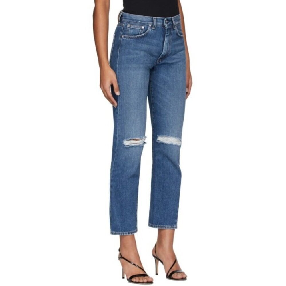 Toteme Original Ripped Twisted Seam Jeans Dark Wash Women’s Size 25 Straight Leg - Picture 2 of 16